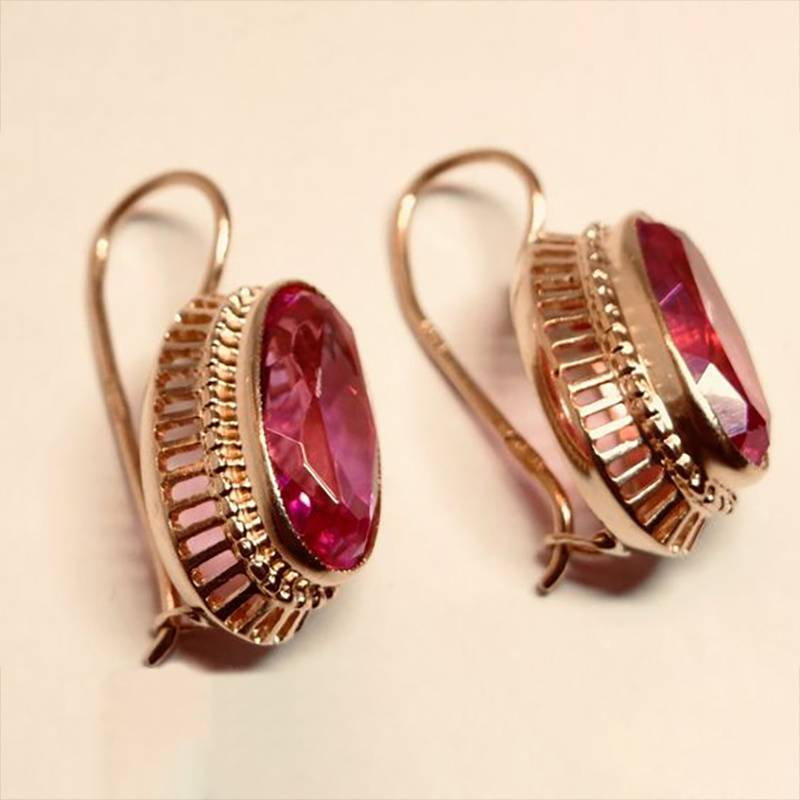 Zara™ | Vintage Red Crystal and Rose Gold Earrings