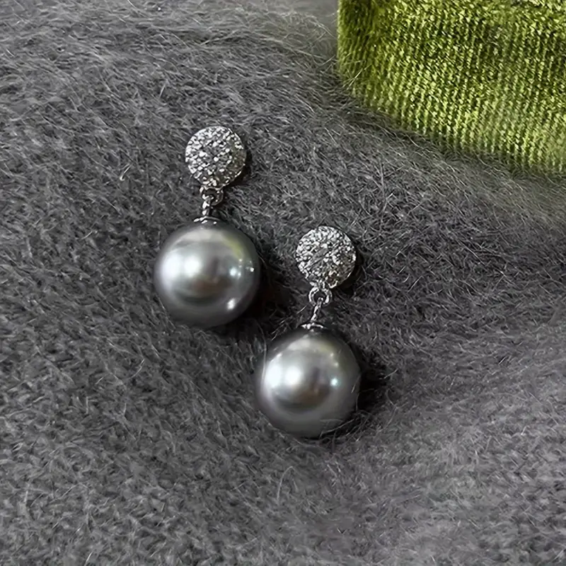 LunaLuxe™ | Elegant Black Pearl Earrings with Rhinestones