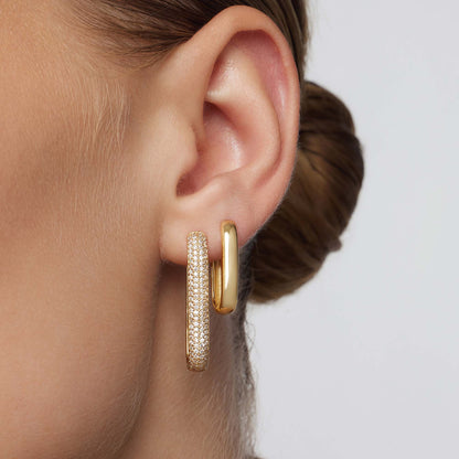 Icona™ | Large Gold Pave Hoop Earrings