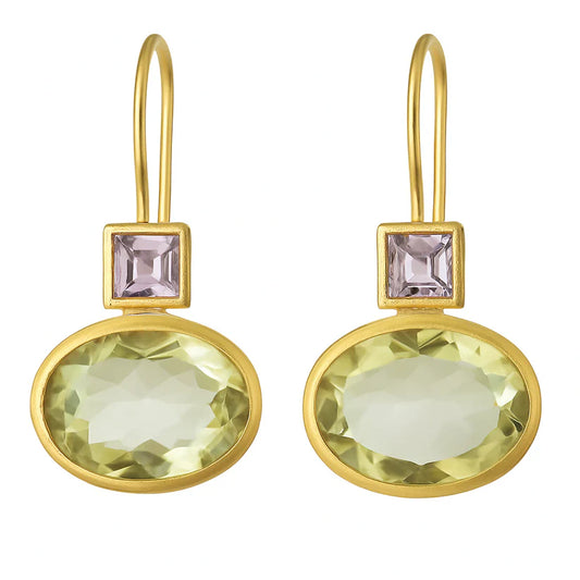 Vintage™ | Green Crystal and Gold Earrings for Women