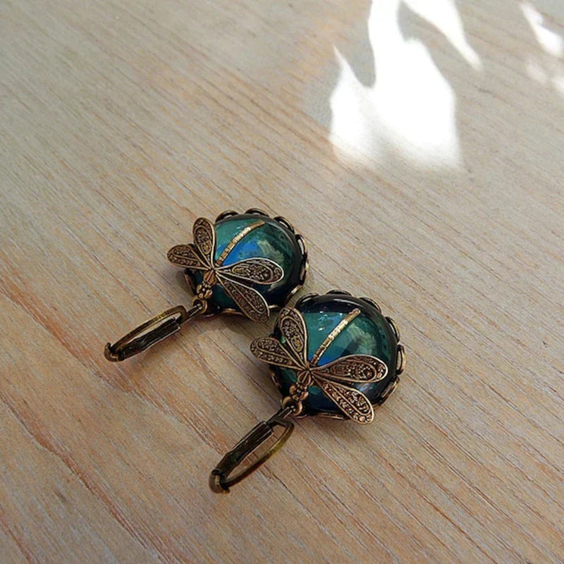 Elowen™ | Antique Crystal Dragonfly Earrings