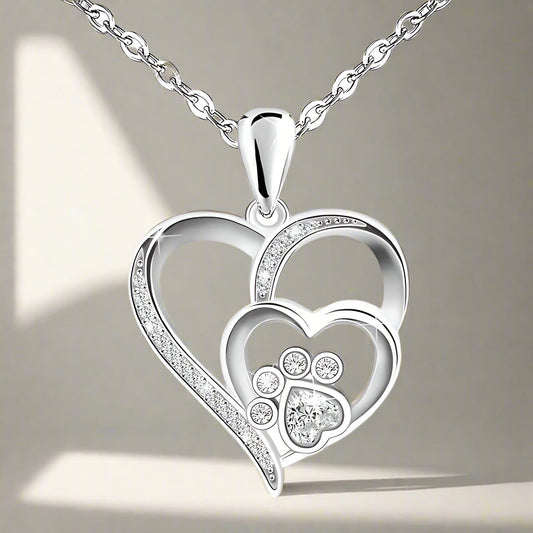 Inolt™ | Silver Paw & Heart Necklace